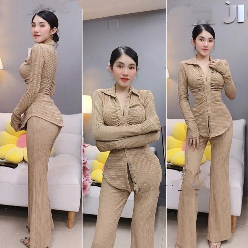 D20 - Set Bộ Áo Sơ Mi Quần Ống Loe Dễ Mang Mai Bùi Store Top 5