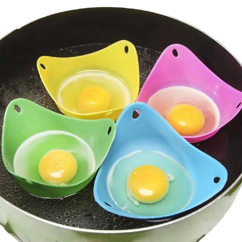 Random Color Silicone Egg Poacher, 4pcs Non Stick Egg Poaching Mold, Kitchen Cooking Utensils for Microwave, Air Fryer, Stovetop