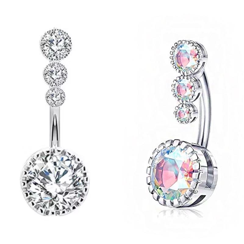 Khuyên rốn 3 đá cao cấp thân 6-8-10mm