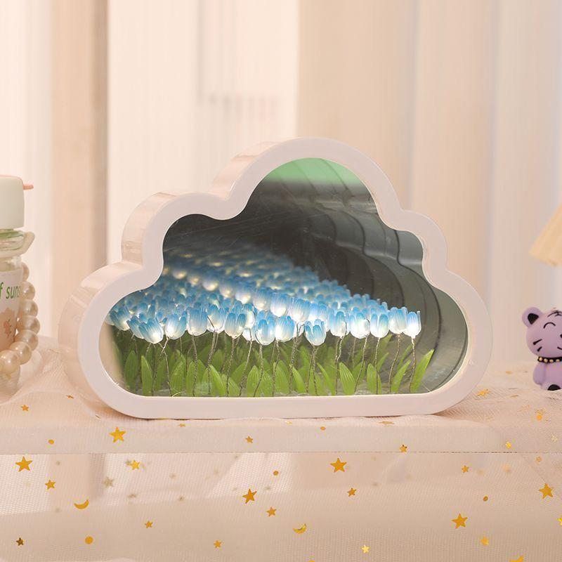 Đèn ngủ hình đám mây hoa tulip DIY thủ công DIY Quà tặng cho bé gái Hoa Gương biển Quà tặng sinh nhật ngày lễ cho bạn gái