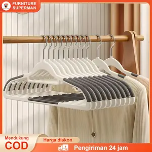 Gantungan Baju 10 Pcs Karet Anti Slip Hanger Plastik Gantungan Baju Aesthetic Gantungan Baju Dewasa