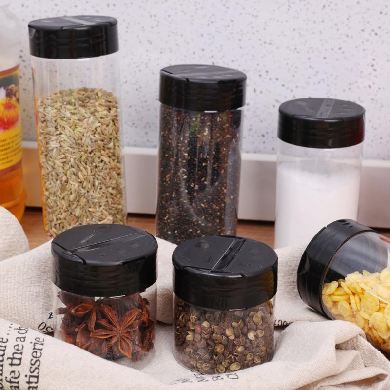 New Arrival 100ML-300ML Clear Plastic Spice Jar Double Flip Cover Design Kitchen Seasoning Containers Spice Powders Seasoning Box 7