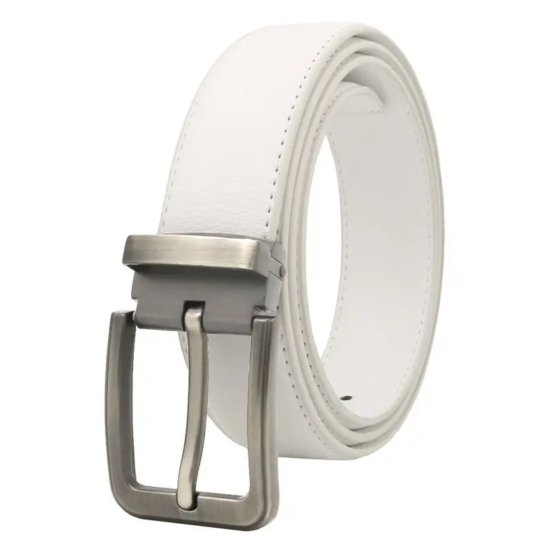 Korean version Golf belt white leather belt Pin buckle youth pants belt casual belt original belt for men and women