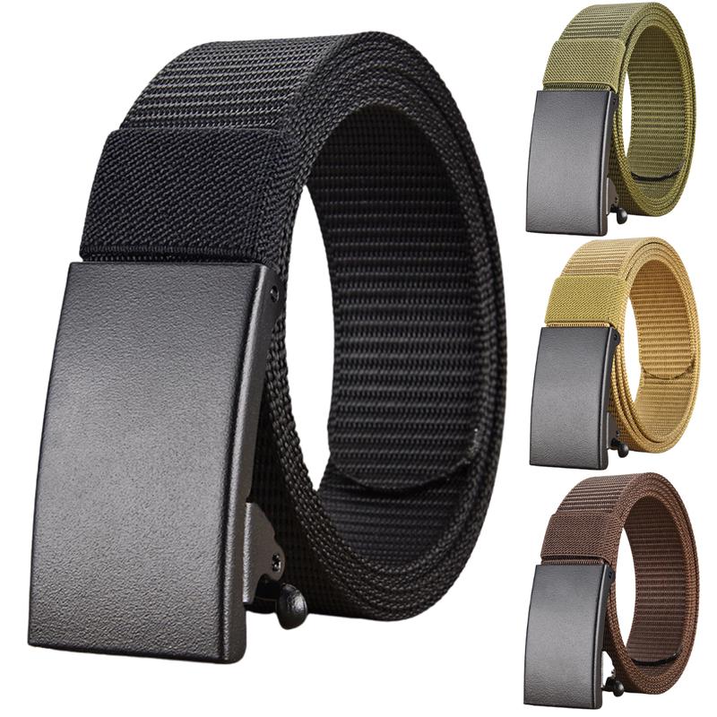 [MẪU MỚI - GIẢM 50%] Thắt lưng nam dây dù luồng trong giấu dây khóa hợp kim chống gỉ mặt trơn đen,dây nịt nam khóa tự động đơn giản bản 3.5cm dài 120cm siêu bền giá tốt kiểu dáng hàn quốc dây lưng nam PUGI - R155