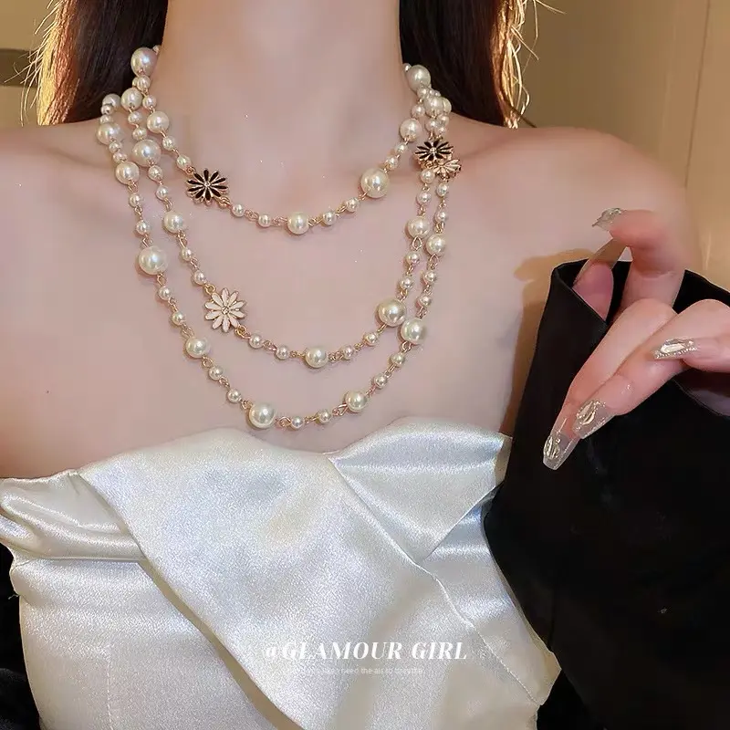 Vòng Cổ Ngọc Trai, Phong Cách Hàn Quốc Mới, Dài, Giá Cả Phải Chăng, Sang Trọng, Dây Chuyền Áo Len Cao Cấp, Dễ Phối Đồ, Thiết Kế Đơn Giản, Thích Hợp Cho Mùa Thu Và Mùa Đông, Đồ Trang Sức 2