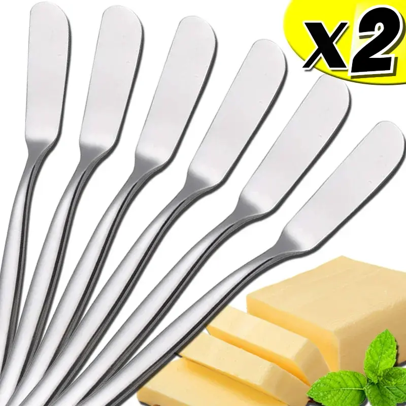 1/2Pcs Long Handle Cheese Butter Spatulas Stainless Steel Bread Jam Knives Multifunctional Dessert Cream Tableware Kitchen Tools