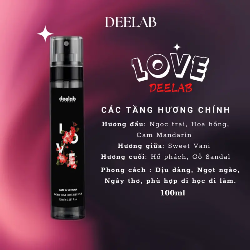 [Mua Nhiều Giảm Nhiều] Body Mist Nước Hoa Deelab Nam Nữ Toàn Thân Lưu Hương Cả Ngày, Chai Lớn 100ml Dạng Xịt ZYC11CSD1C 3