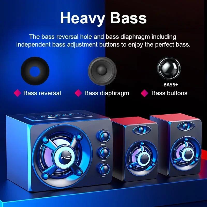 Loa âm thanh nổi 3D HIFI, đèn LED đầy màu sắc, âm trầm nặng, AUX, USB, có dây, âm thanh Bluetooth không dây, rạp hát gia đình, loa dạng thanh vòm, TV Củ Loa Nghe Nhạc 3