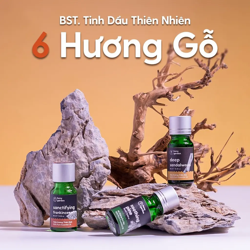 Tinh Dầu Thơm Phòng Thiên Nhiên 6 MÙI Họ Gỗ Làm Thơm Phòng, Giúp Định Tâm HENY GARDEN