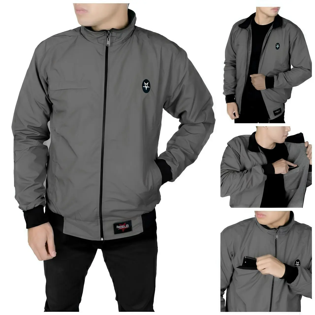 JAKET PRIA CASUAL SIMPLE  / JAKET MOTOR PRIA / JAKET BOMBER / JAKET SGM Kain Keren Panjang Parasut