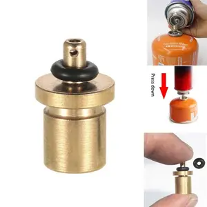 Adaptor Refill Tabung Gas Nozzle Pengisi Konektor Alat Transfer Isi Ulang Kaleng Kompor Camping Portable Refill Valve Butane Can Safe Switchin Brass