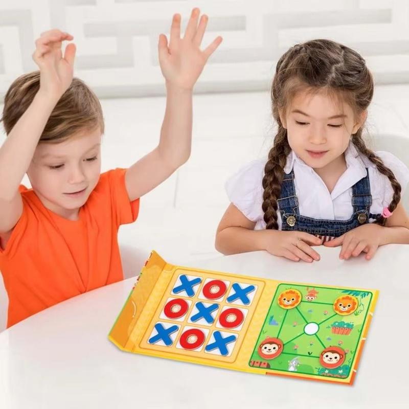 Early Education Toys Toy Magnetic Chess Game Multiplayer Puzzle Children's Magnetic Tic Tac Toe Portable Clip Design Thinking Training Chess Toys Birthday Gifts 0