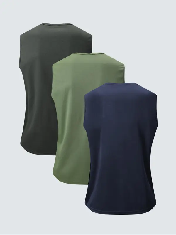 Men's Solid Color Sports Singlet, Breathable Quick Drying Sports Vest, Men's Sportswear Clothing for Indoor Outdoor Wear 1