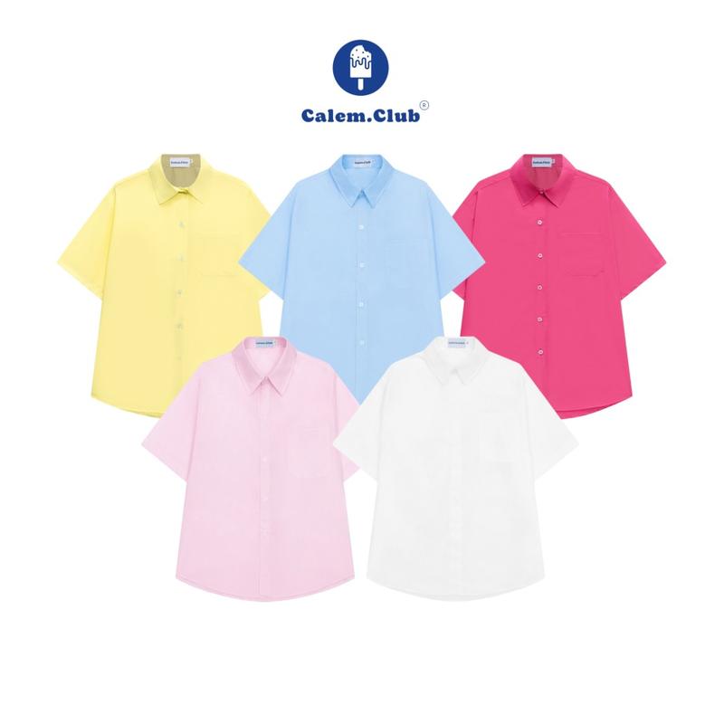 Calem Club - Áo áo sơ mi tay ngắn kate  Khoác NgoàiTrơn basic nhiều màu form unisex