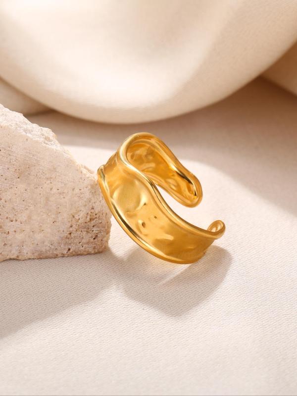 Unisex Simple Style Plain Color Irregular Shaped Ring, Casual Trendy Minimalist Ring, Fashionable Matching Jewelry for Daily & Party Decoration 5