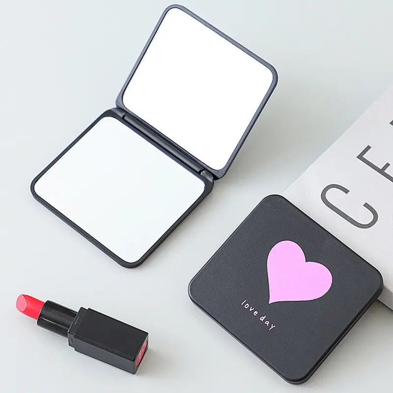 R641 Cermin Makeup Petak /Cermin Rias /  Cermin Mini / Cermin Lipat Mini Model Segiempat 2 Sisi 3