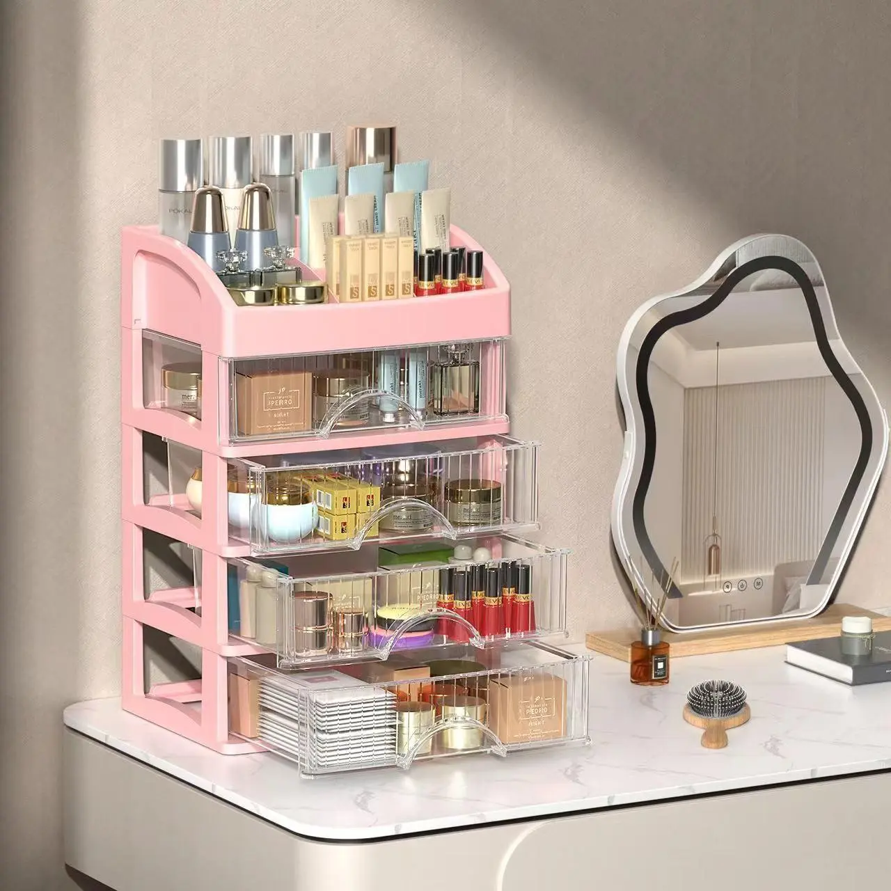 Versatile Storage Box with Drawer, Multi-layer Cabinet Storage Box, Ace Home Makeup Organizer, Desktop Storage Organizer for Living Room Bedroom Office, Gift, Home Decor, House Decor, Drawer Ontop Organizers