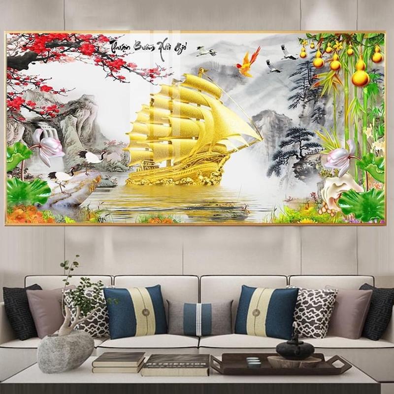 Tranh tráng gương Thuận Buồm Xuôi Gió ( nhiều mẫu ). Trang trí phòng khách , phòng làm việc , phòng ngủ . Tặng kèm đinh treo không cần khoan tường