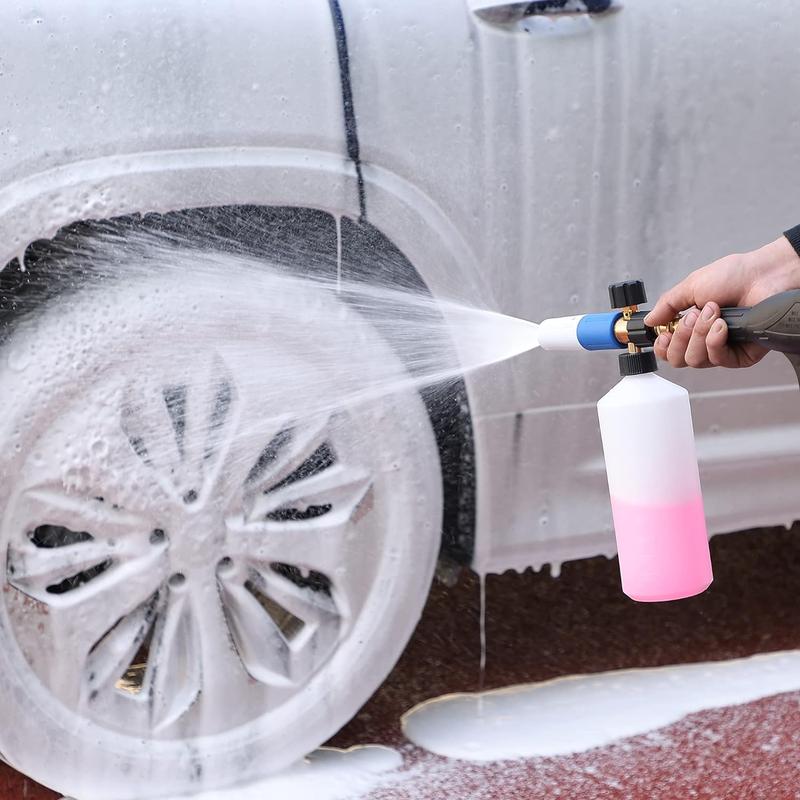 High Pressure Foam Cannon, Dual Adjustable Nozzle Snow Wash Cannon with Bottle, Professional Car Foam Cannon Fits Most Pressure Washing 5