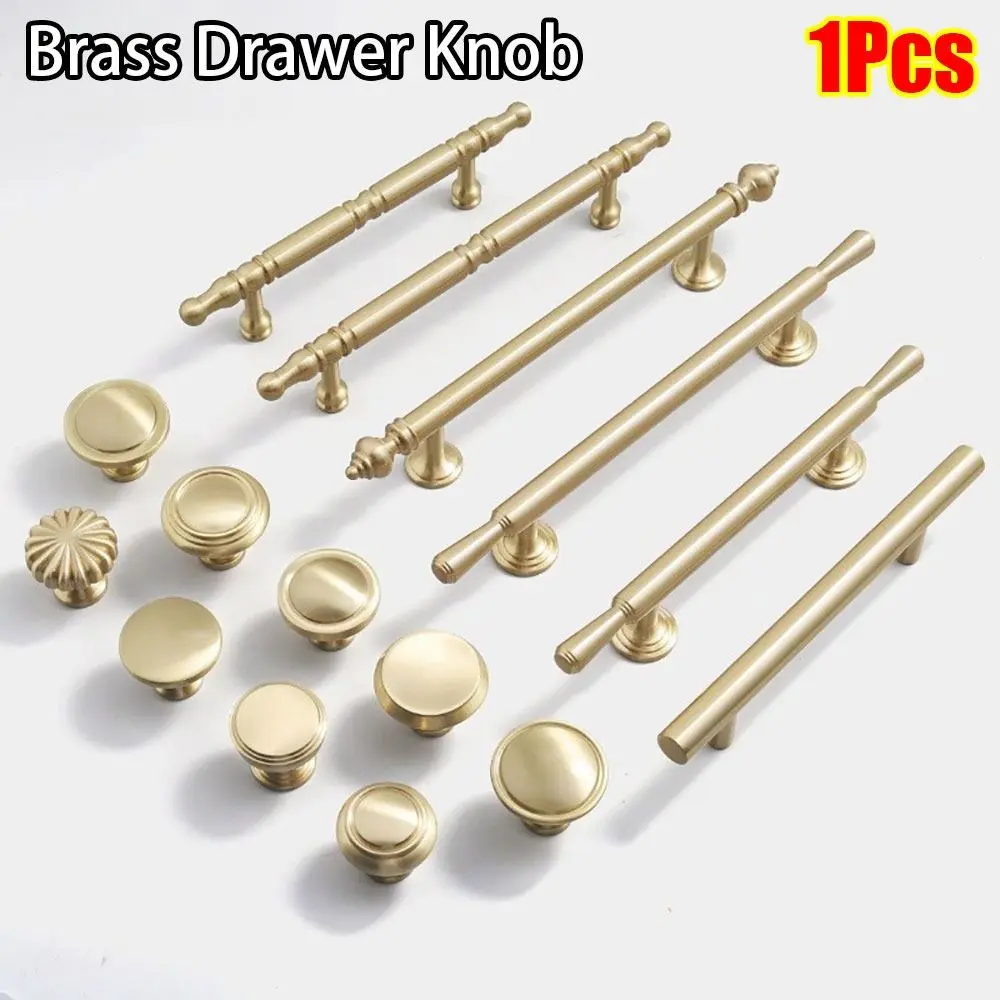 1Pcs New T Bar Brass Drawer Knob Multi-size Round Cabinet Handle Luxury Door Handle Pulls Furniture Accessory