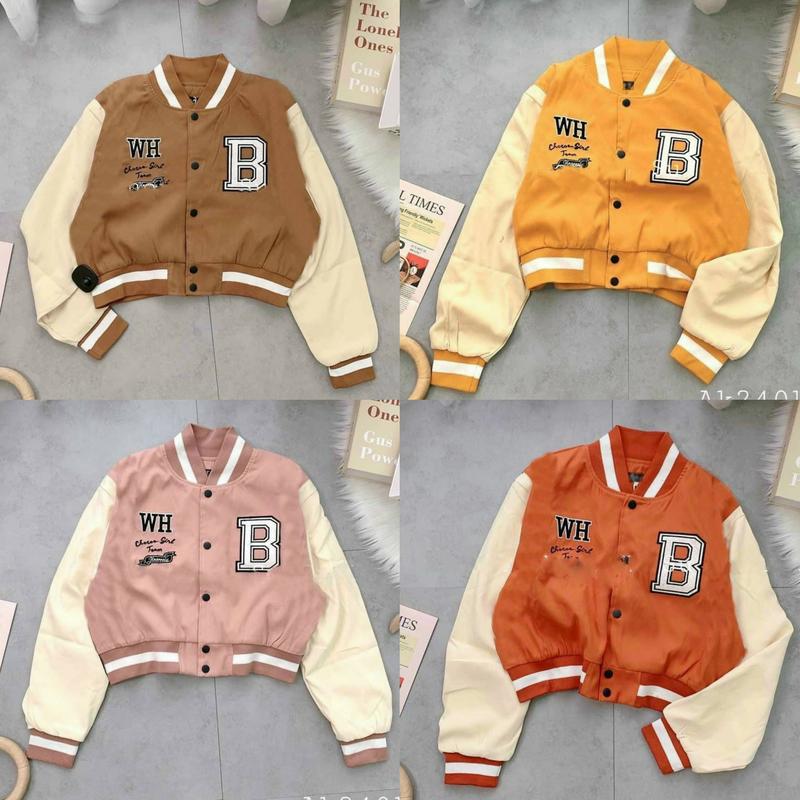 [ ảnh thật] Áo khoác bomber nữ chữ WH-B form ngắn crotop vải nỉ cao cấp ️ Áo khoác nữ phong cách Ulzzang
