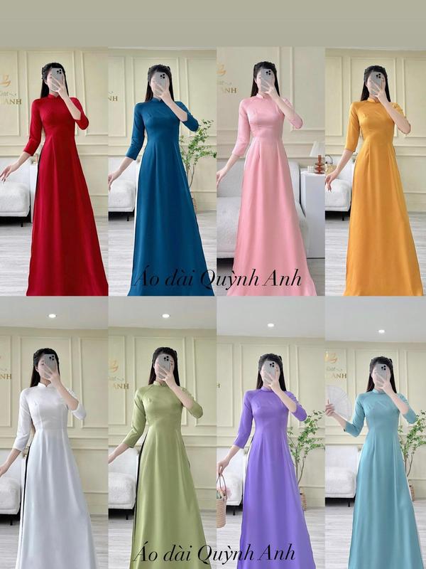 Áo Dài trơn sắc màu chất liệu lụa Minh Châu cao cấp Nữ Voi