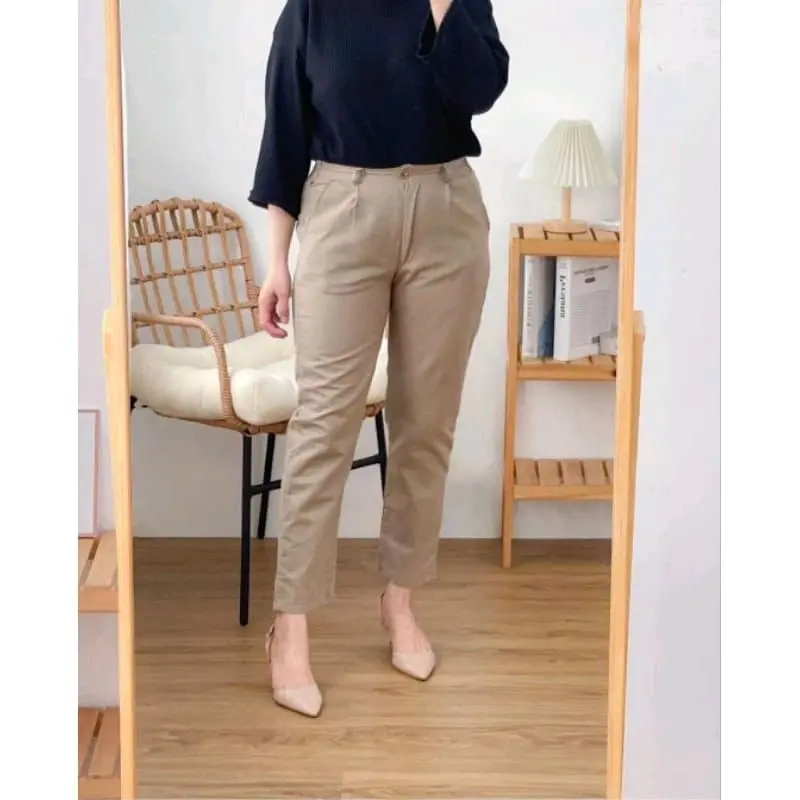 Celana Chino Wanita Slimfit Katun Twill Combed Melar