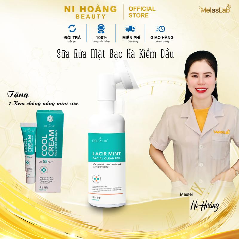 Sữa Rửa Mặt Bạc Hà Kiềm Dầu Drlacir - Phù Hợp Cho Da Dầu, Da Mụn, Da Thường Silicon Cho Bé 0