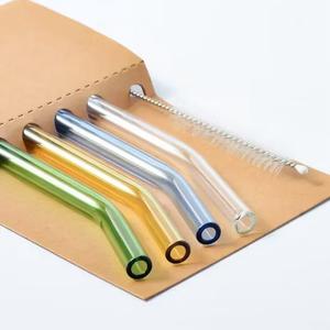 4ชิ้นที่มีสีสันหลอดแก้วและ1ชิ้นแปรง,ทนความร้อนดื่มนํามาใช้ใหม่หลอด,ฤดูร้อน เครื่องดื่ม อุปกรณ์เสริม,เหมาะสําหรับดื่มถ้วยน้