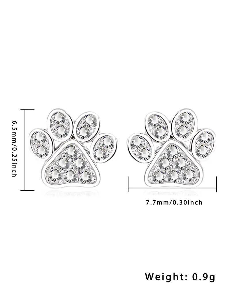 Product Introduction of Cute Paw Design Earrings, Fashionable Rhinestone Decorated Earrings for Women & Girls, Trendy All-match & Exquisite Jewelry for Birthday Gift 1