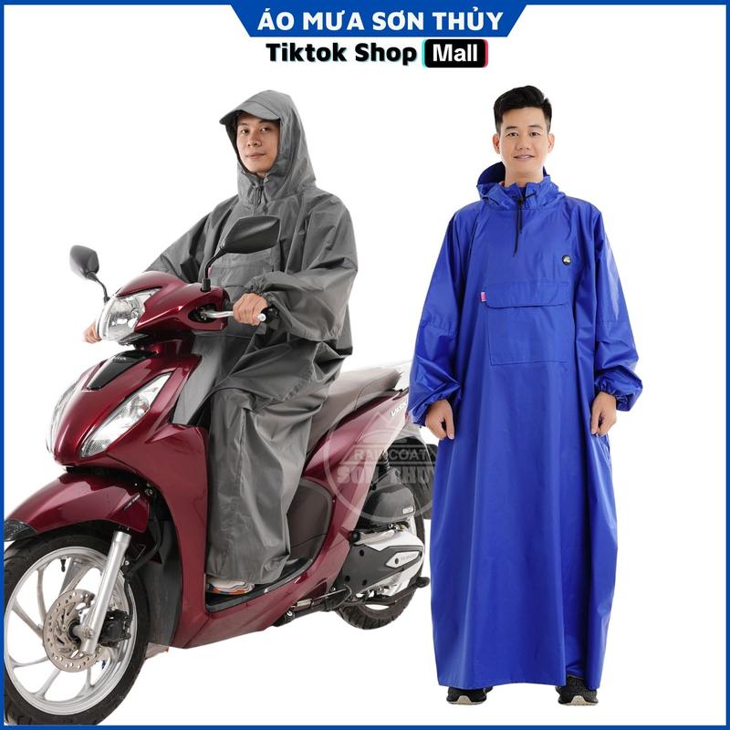Áo mưa ích kỷ siêu dài rộng Sơn Thủy - Trùm kín từ đầu xuống chân cho người cao to 1m65 trở lên - Vải dù bền bỉ nhanh khô