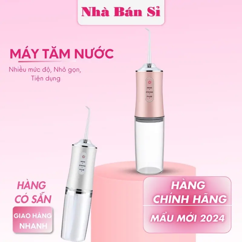 ￼Máy tăm nước cầm tay du lịch Oral Irrigator  - 4 vòi xịt tia nước giúp vệ sinh răng miệng