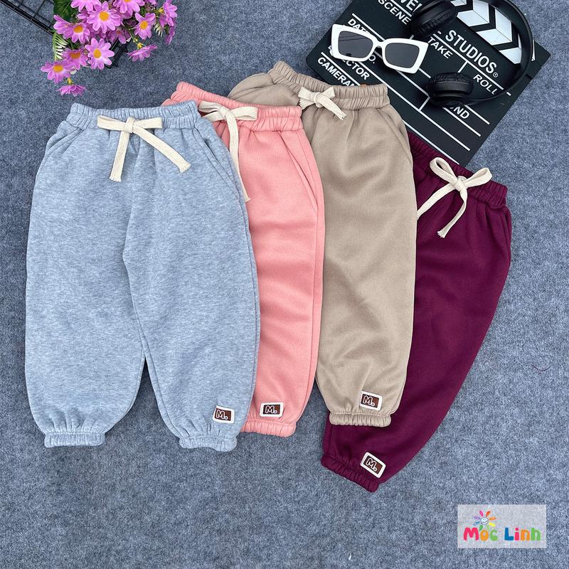 Quần nỉ lót lông cho bé trai, bé gái dày dặn, quần dài bomber chất nỉ bông bé gái, bé trai siêu ấm