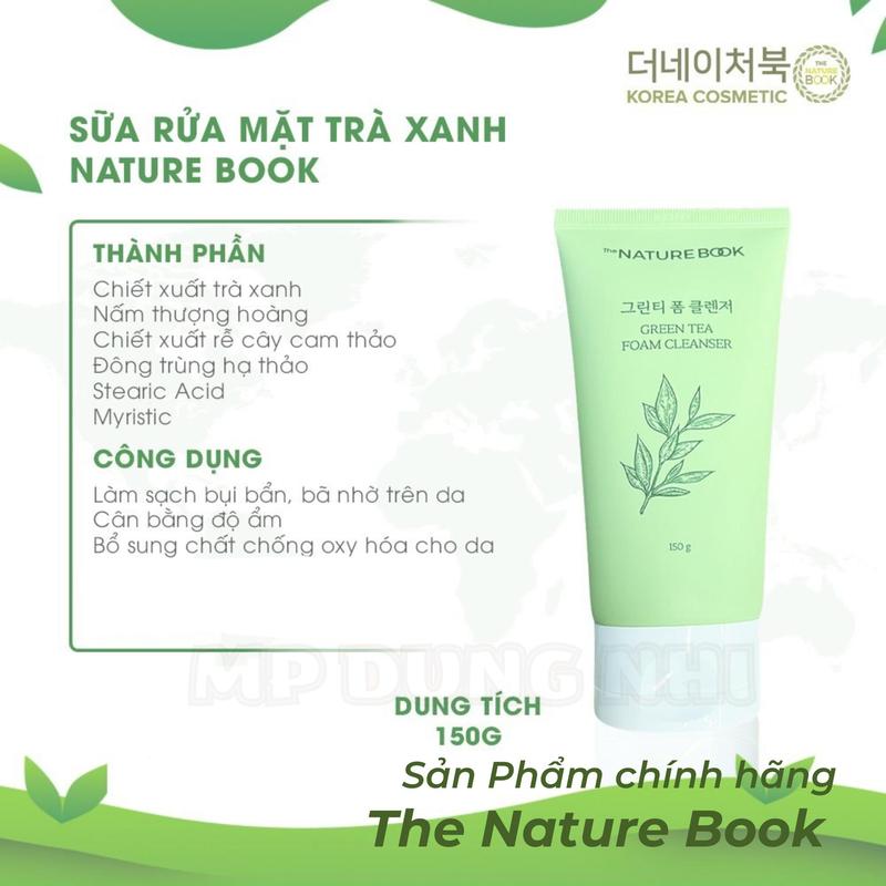 Sữa rửa mặt trà xanh Nature Book nhập khẩu Hàn Quốc chính hãnġ làm sạch sâu cho da khô da dầu mụn và da nhạy cảm phù hợp cho cả nam và nữ Women Tea sữa _ 2