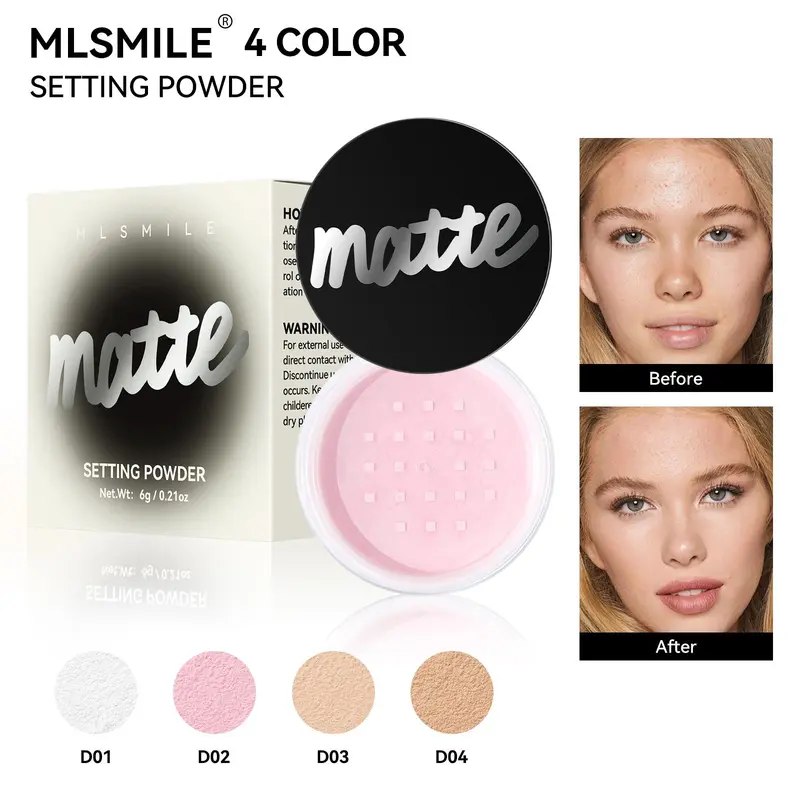 Oil Control Loose Powder, 2 Counts/set Long-lasting & Lightweight Foundation Makeup Setting Powder, Suitable for Oil Control and Setting Makeup, Cosmetic 8