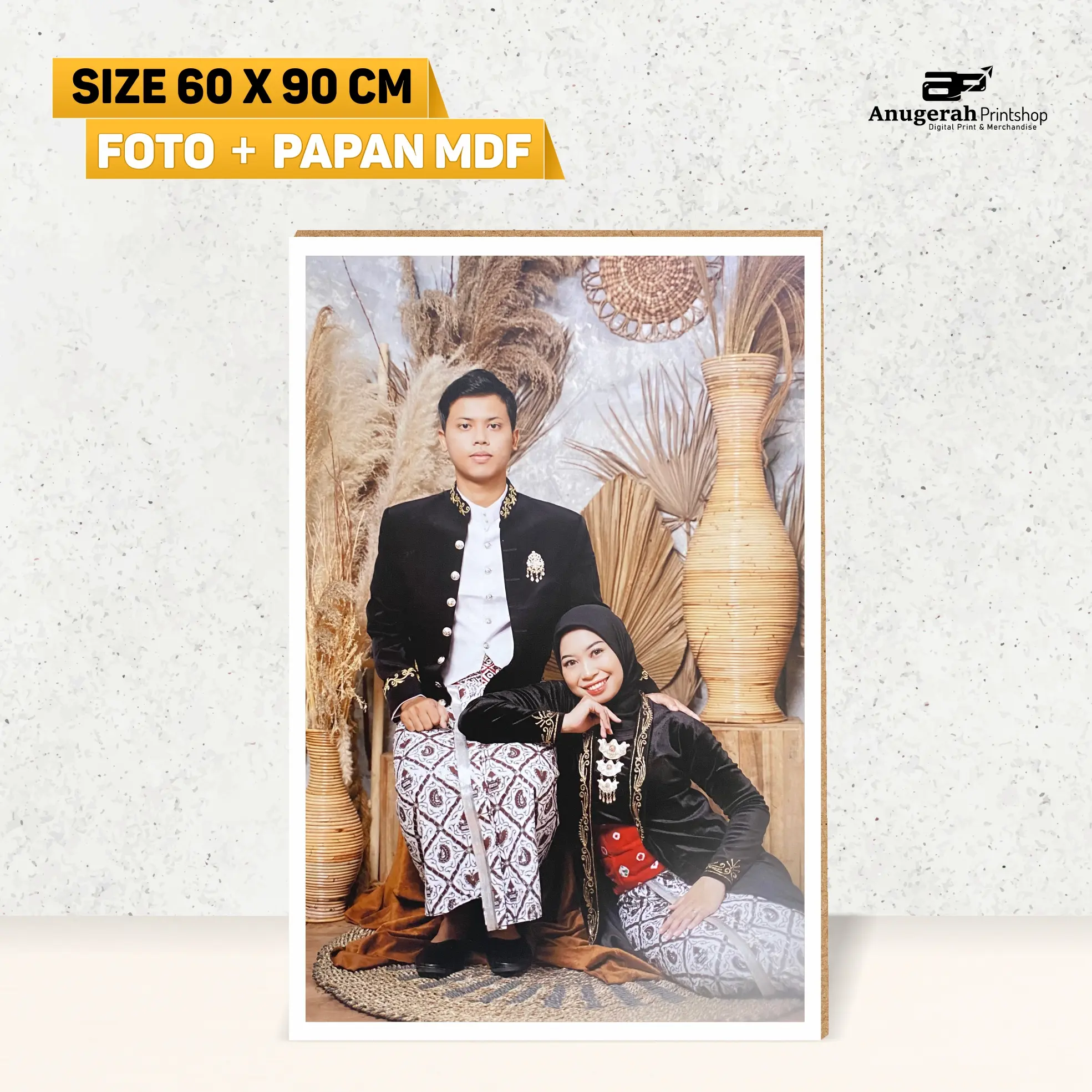 CETAK FOTO JUMBO 24 R (60X90 CM) BINGKAI MDF FOTO PREWEDDING / WALLDECOR / KELUARGA / AESTHETIC / HIASAN DINDING / WEDDING GATE