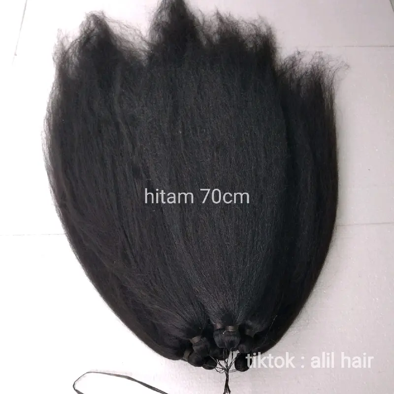 Rambut sambung panjang 70cm hitam polos harga per 1 ikat 0