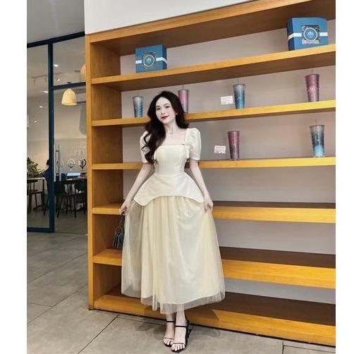 BIGSIZE HIẾU HIẾU (55-95KG) - Set thiết kế nữ áo trễ vai kèm chân váy voan dáng dài Top