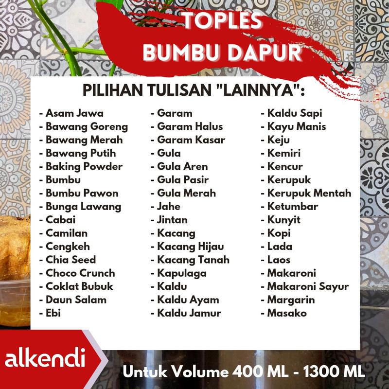 TABUNG 1000 ML - TOPLES BUMBU DAPUR - TUTUP NATURAL (BENING) 2