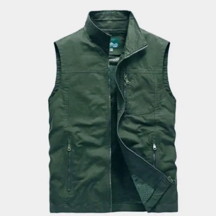 jaket rompi motor keren/rompi catton dril/rompi pria - cream, M 4