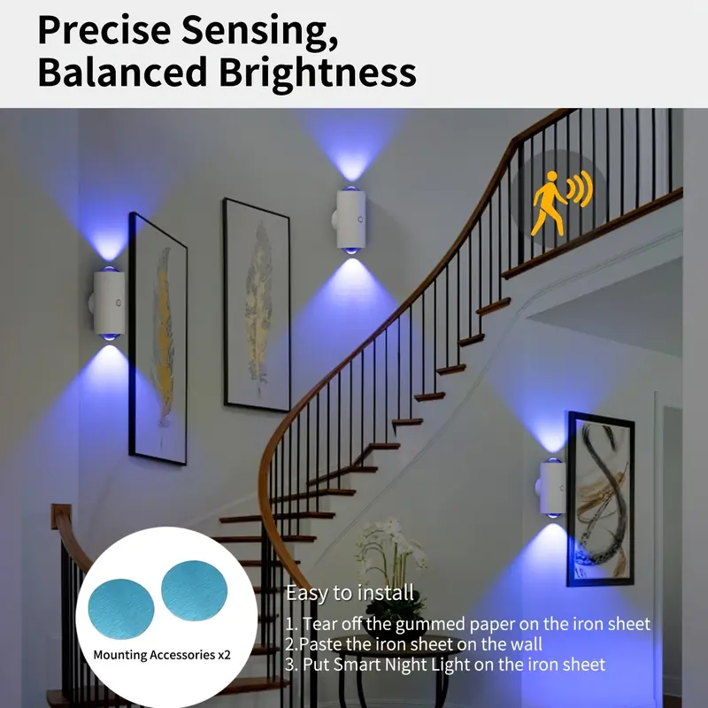 Smart LED Night Light with Motion Sensor, USB Rechargeable LED Night Light, RGB Gradient Ambient Lighting, Dimmable Indoor Lighting for Entryway, Bedside, Desk, Closet, Nightlight For Bedroom 5