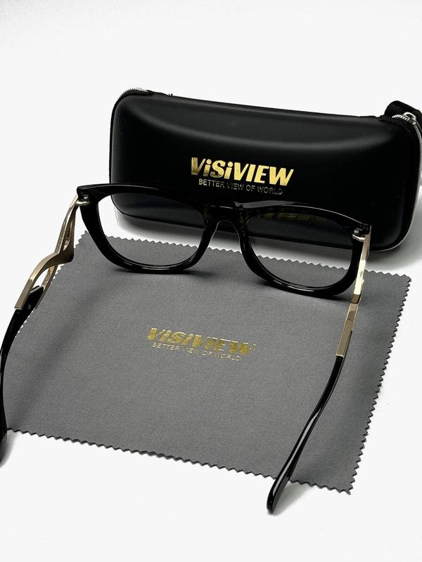 Unisex Stylish Full-frame Glasses, Square Clear Lenses Anti-blue Light Glasses, Fashion Eyewear for Work, Daily Clothing Decor, for Student Daily Use, with Zipper Glasses Box & Glasses Cloth 2