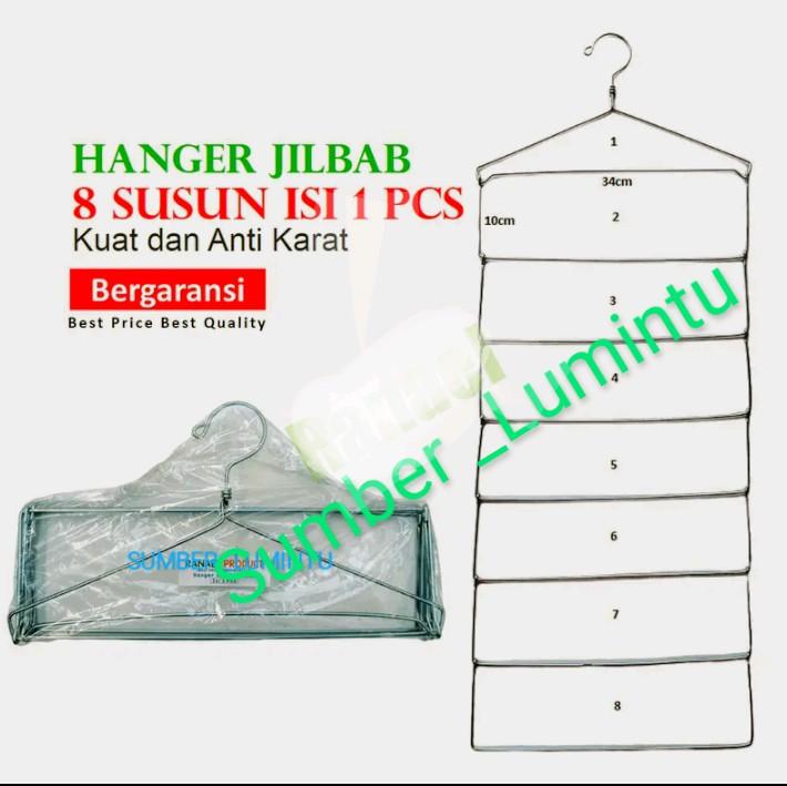 HANGER JILBAB 8 SUSUN ISI 1 PCS .BAHAN BESI TEBAL ANTI KARAT.Besi kuat dan kokoh.. Gantungan 1