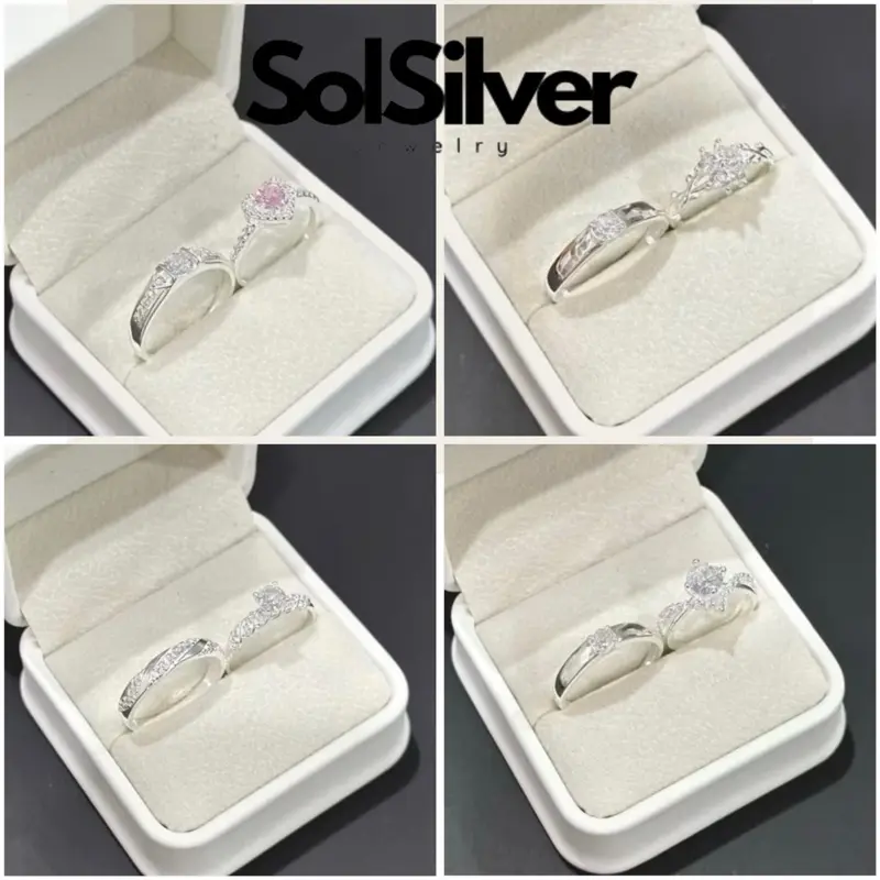 [ND10] Nhẫn bạc đôi nam nữ tặng kèm hộp như ảnh SolSilver