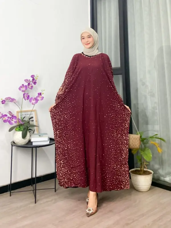 Kaftan Rayon Motif Semprot Blirik - Kaftan Simple Elegan Jumbo Maksi Busui Lengan Panjang Rayon Premium 1