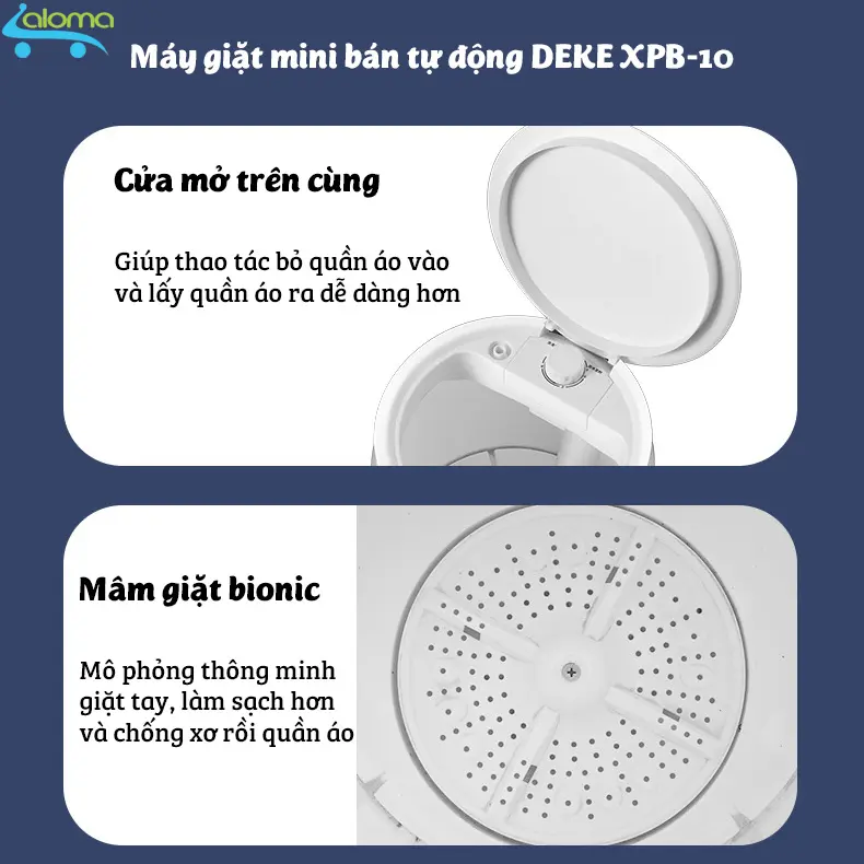 Máy giặt mini bán tự động DEKE XPB-10 giặt đảo chiều cực sạch tiết kiệm điện nước diện tích cho sinh viên - gia đình ở t Làm Sạch may giat 7