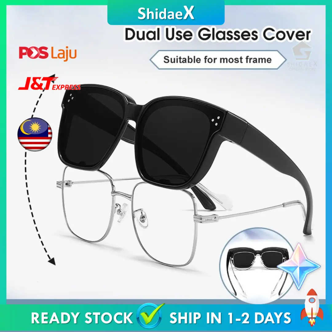 Dual Use Polarized Sunglasses Men Women Sunglasses Myopia Glasses Cover TAC Polarized Sunglasses Full Rim Black Eyewear Lens spec  hitam