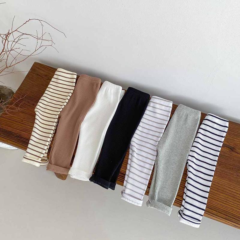Product Introduction of Children's base pants for autumn and winter, Korean style, with fleece, long pants for boys and girls, 0-2 years old, striped, ins 13