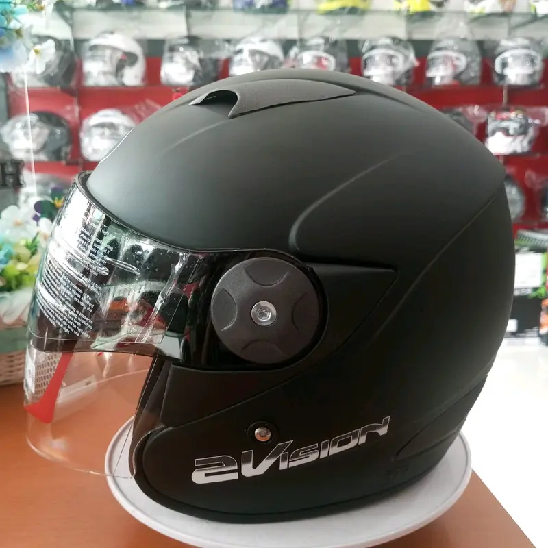 Helm KYT 2 Vision Solid Hitam Doff/Black Matt Original 0