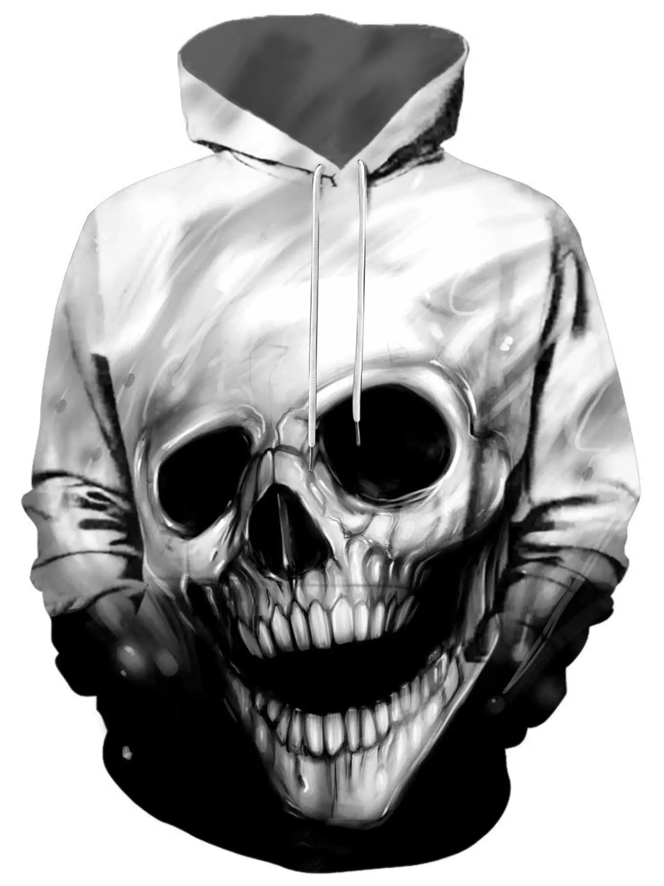 Unisex Men's Skull Print Drawstring Hoodie, Regular Fit Punk Pocket Hooded Long Sleeve Pullover, Men's Clothes for Spring & Fall, Emo Outfits